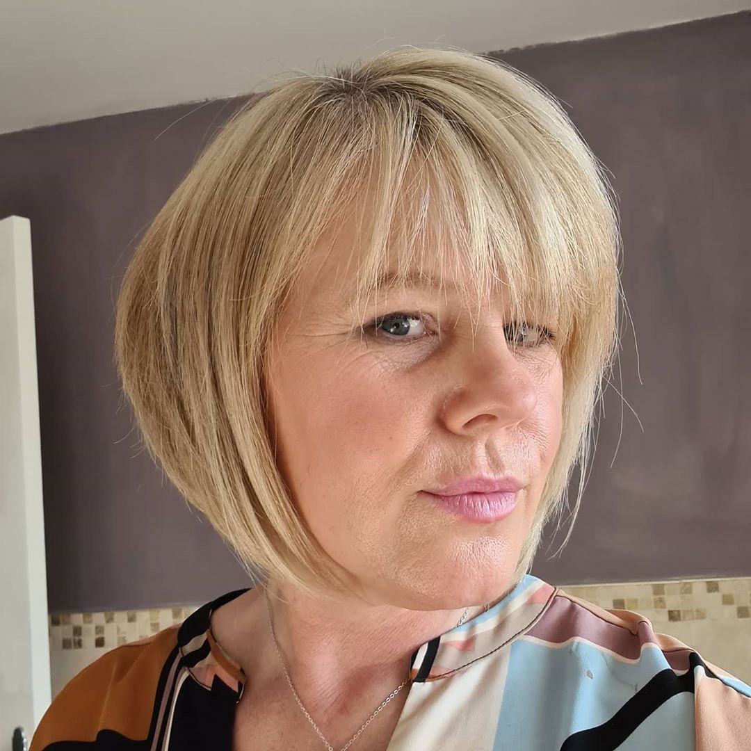 Trendy Inverted Inverted Bob with Bangs for Women Over 50