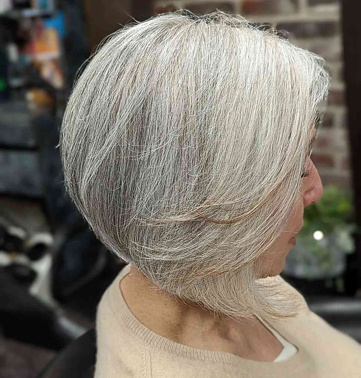 Inverted Bob Cut with Visible Layers for Thin Hair and older women
