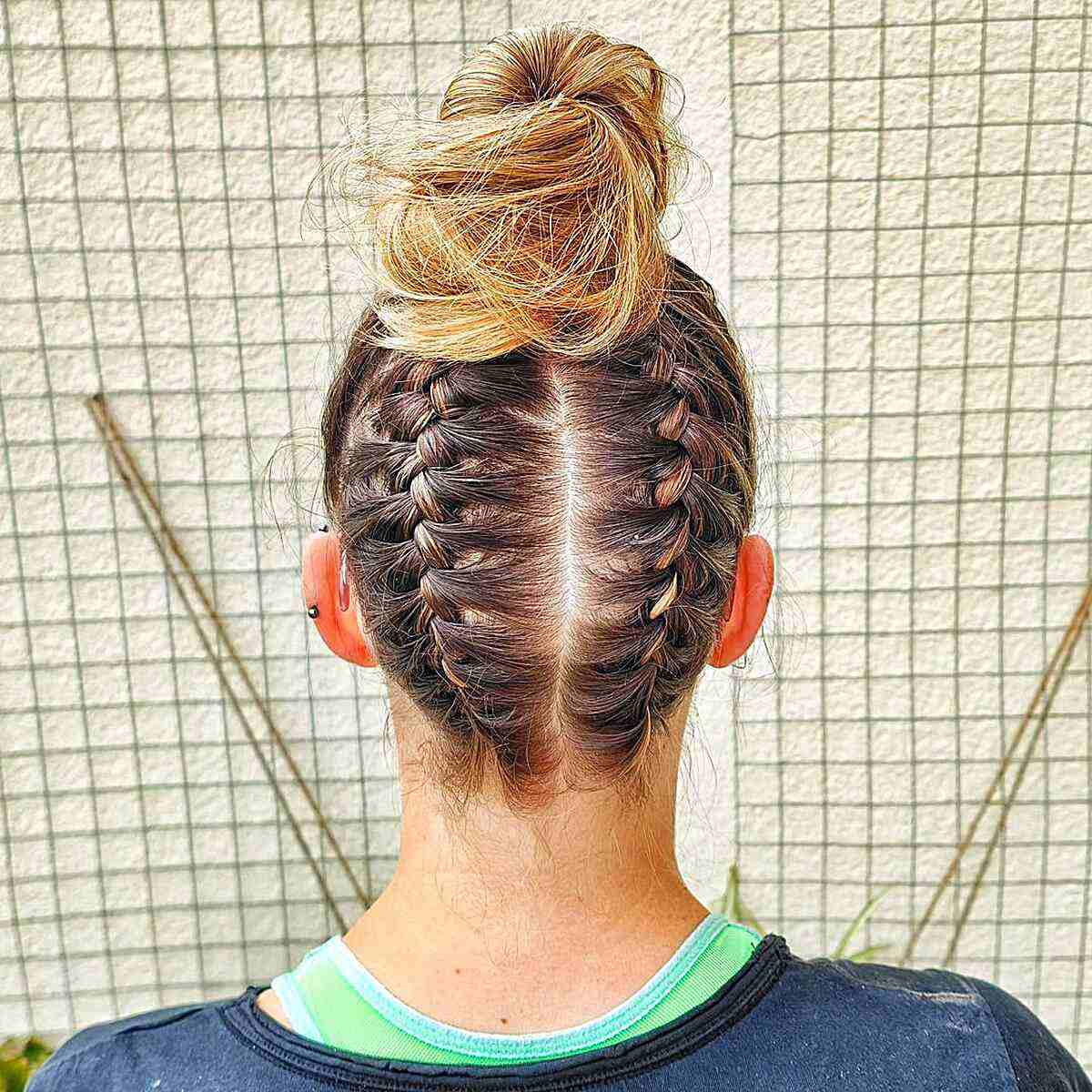 Inverted Braids with Top Knot for Volleyball Girls