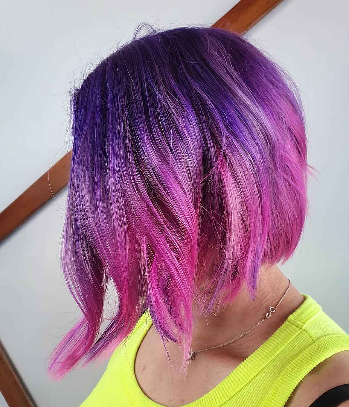 Inverted funky bob with Pink and Purple