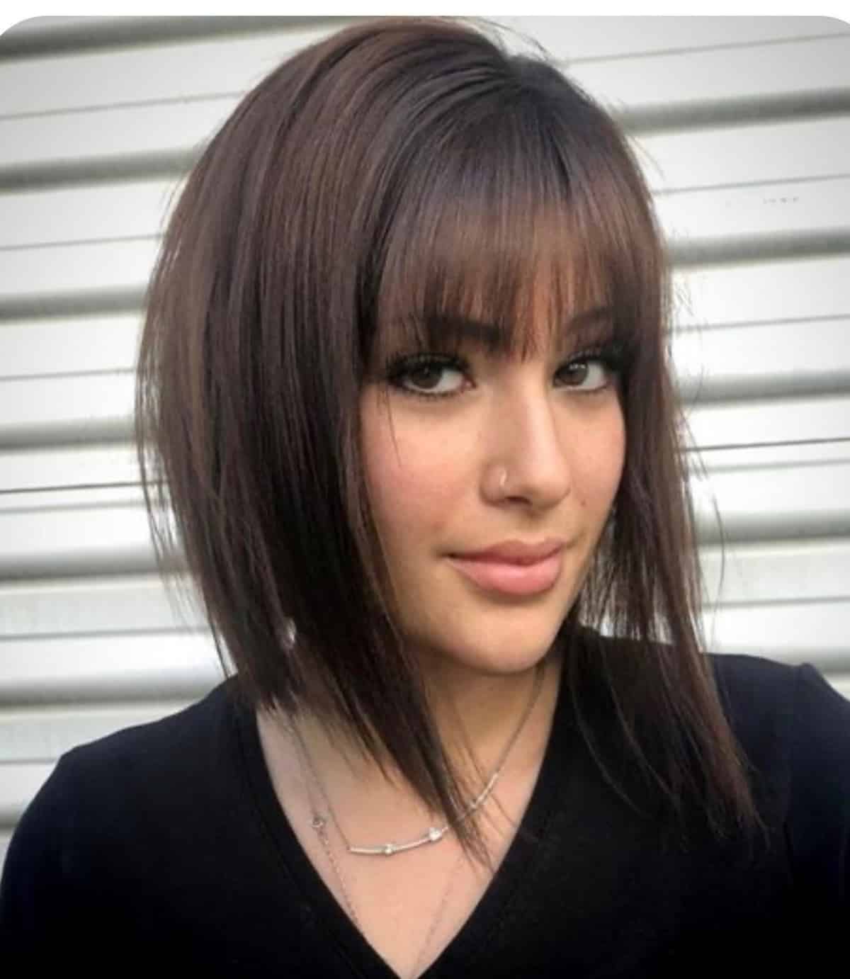 Stunning inverted lob with bangs