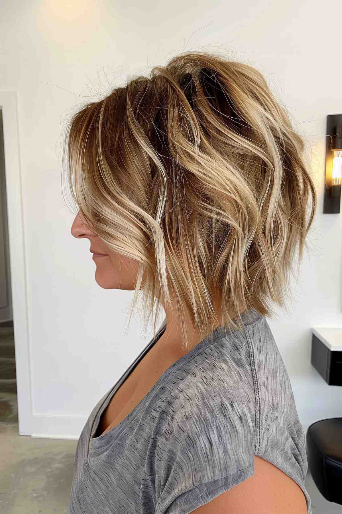 Inverted shaggy bob for fine hair