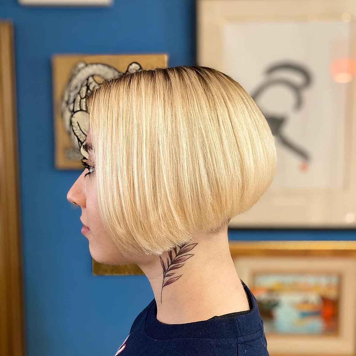 very short inverted bob with an undercut