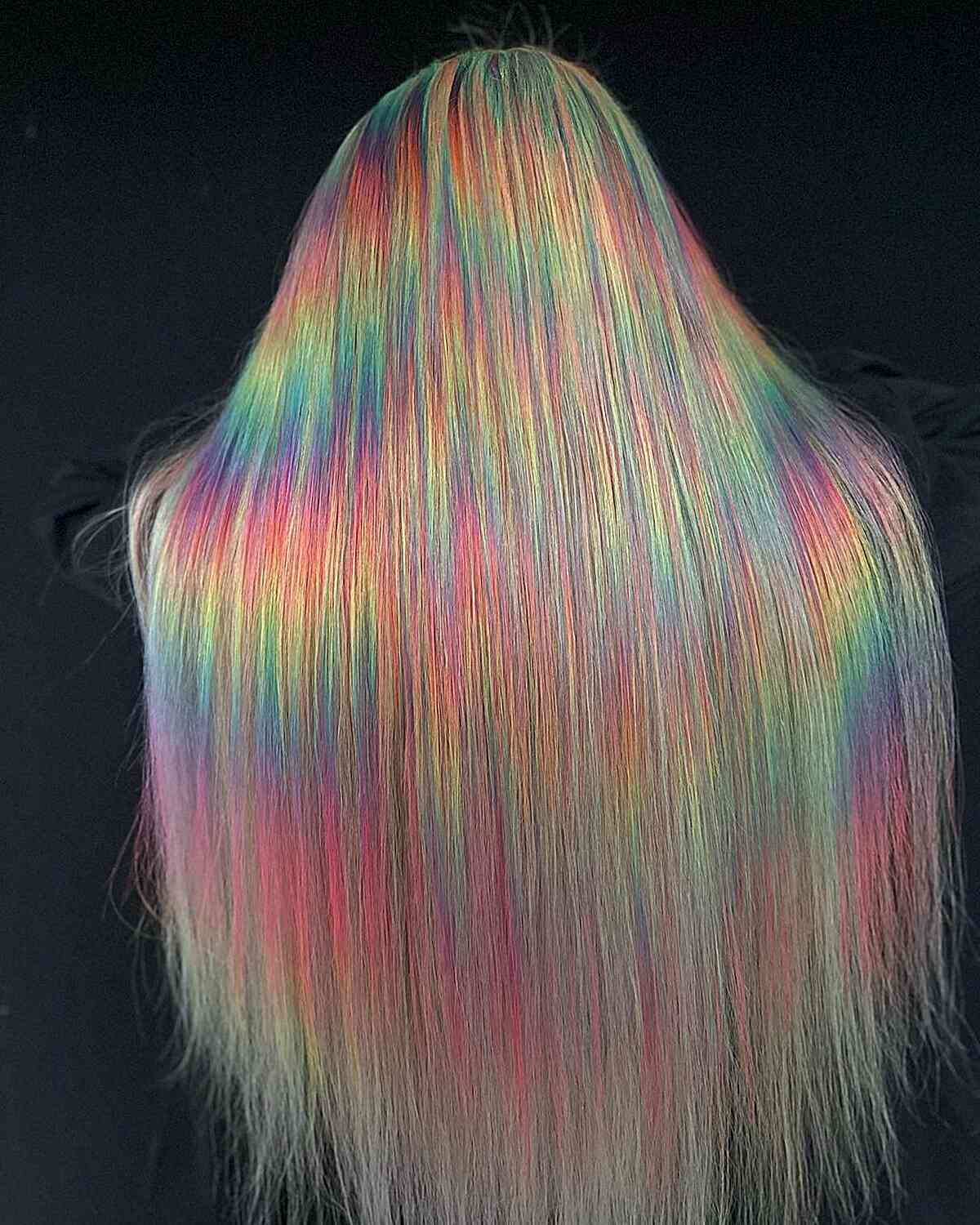 Iridescent Rainbow Color for Long Straight Hair