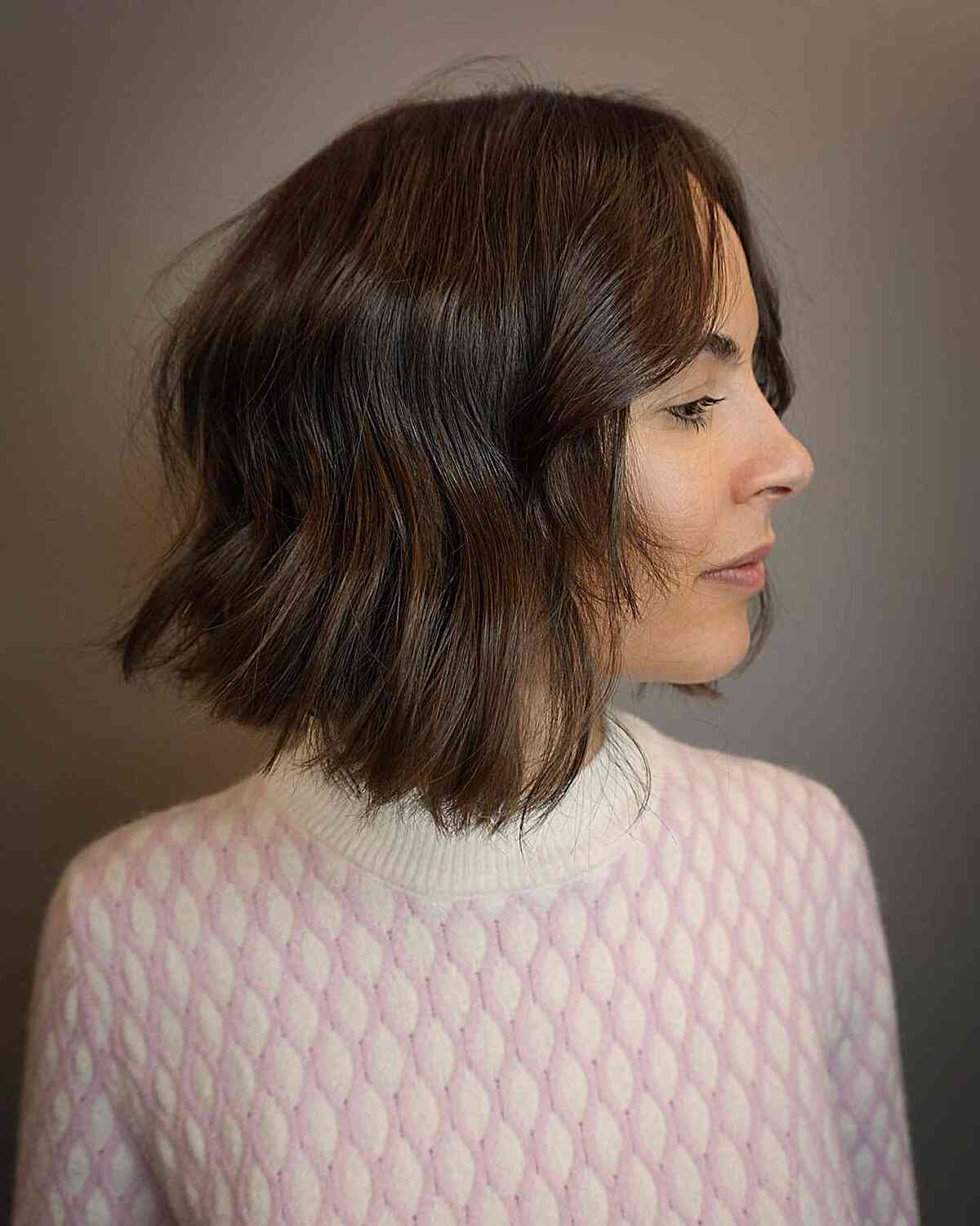Jagged Choppy Bob with Face-Framing Layers on Fine-Textured Tresses