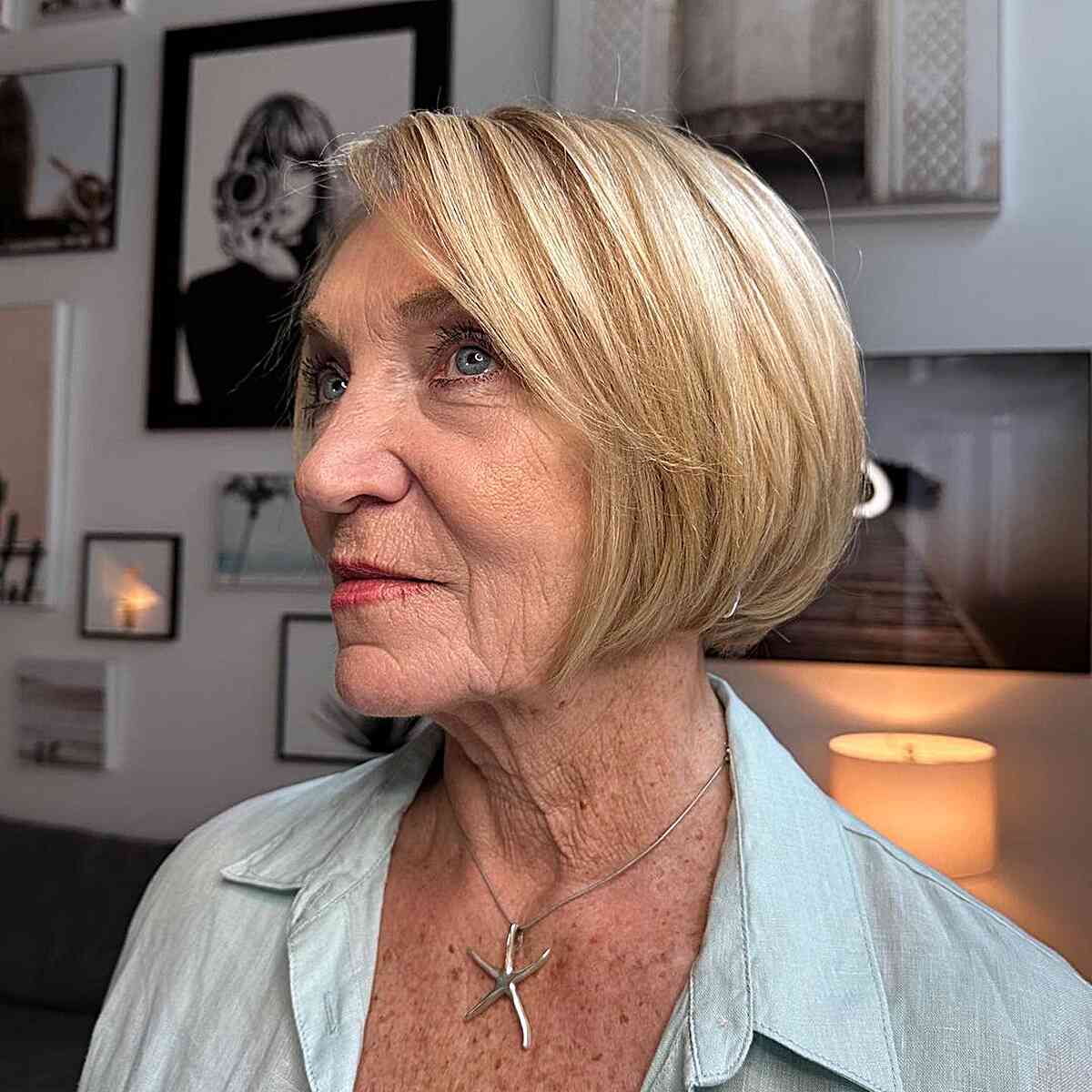 Jaw-Length Ageless Bob Haircut for Ladies Aged 60