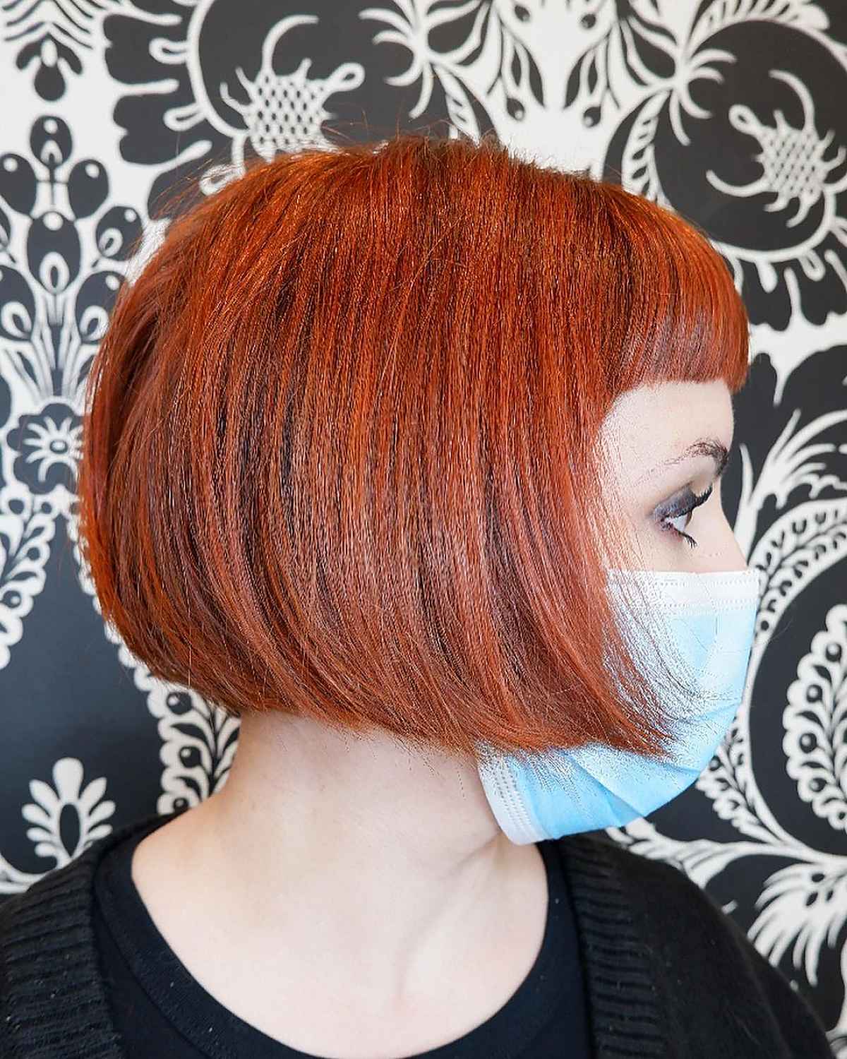 Jaw-Length Blunt Haircut with Micro Bangs