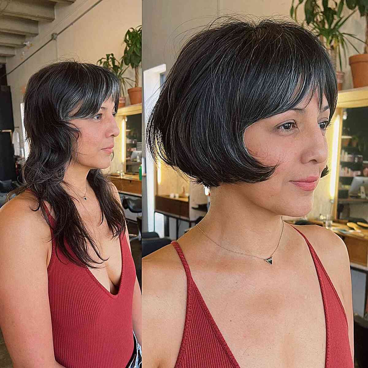 Jaw-Length Bob Makeover for ladies with natural color