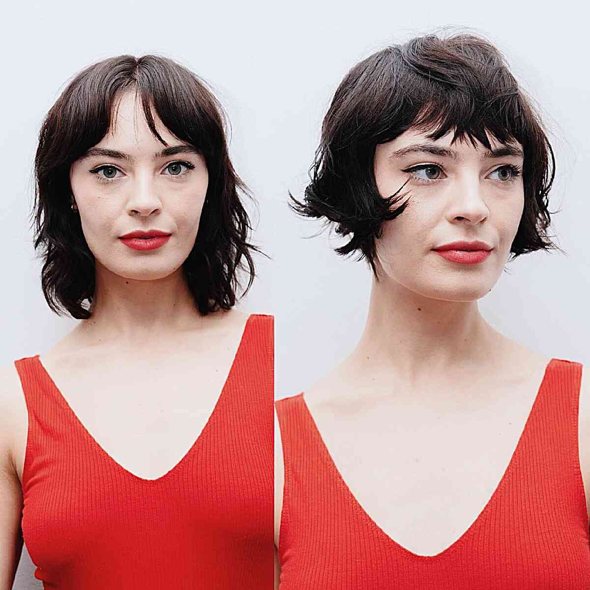 Jaw-Length Bob with Crisp Choppy Layers and Bangs