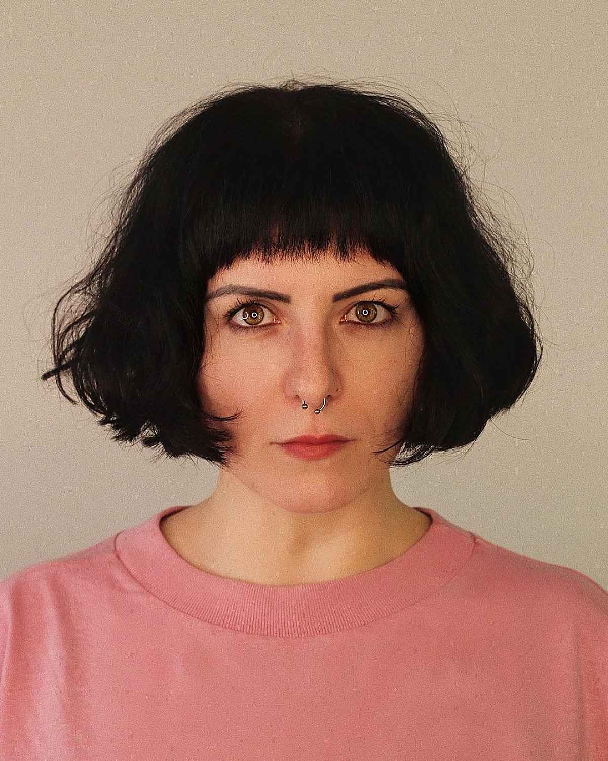 jaw-length French bob with bangs hairstyle