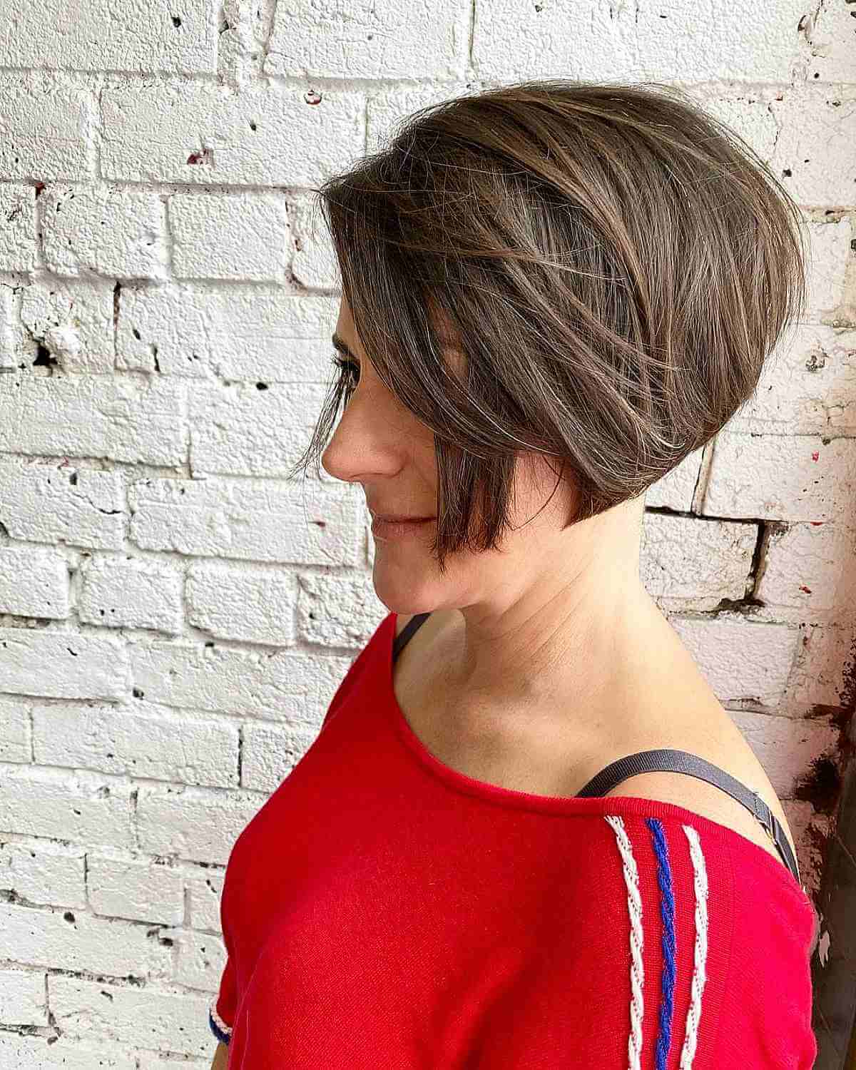Jaw-Length Graduated Bob for an Older Lady