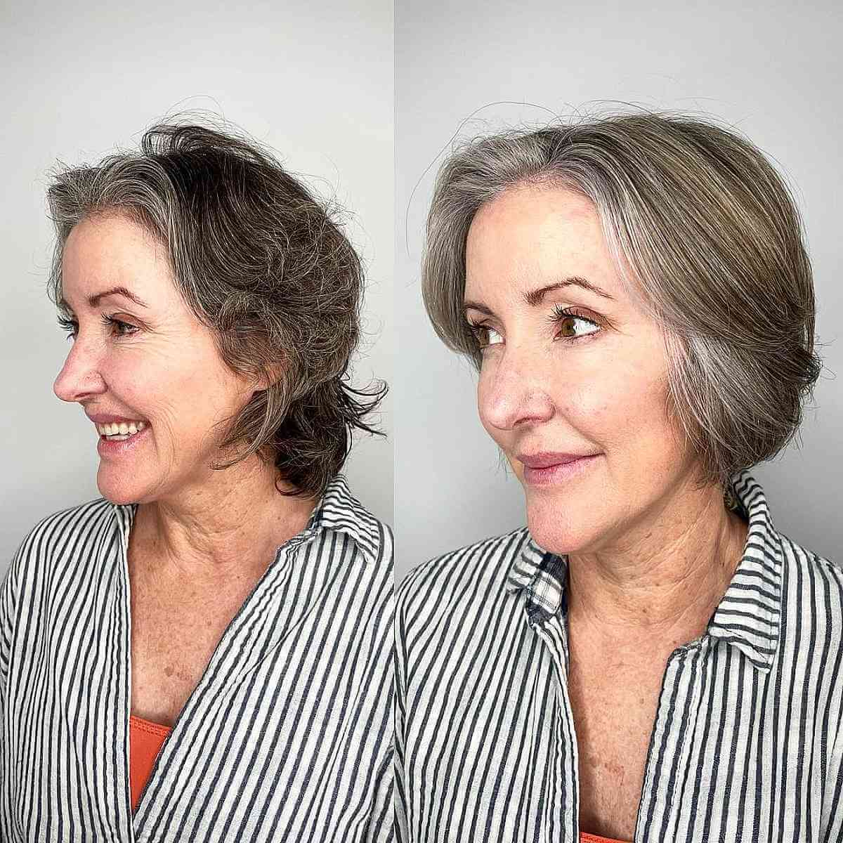 Jaw-Length Layered Cut for Older Ladies Over 60