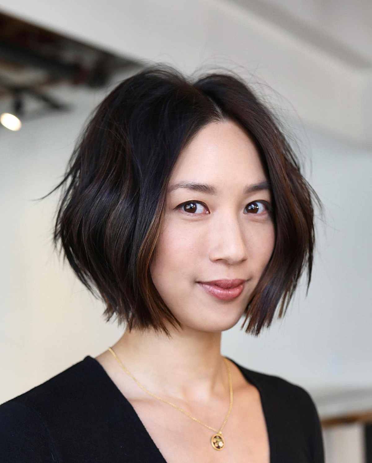 Jaw-Length Tousled Bob with a Middle Part