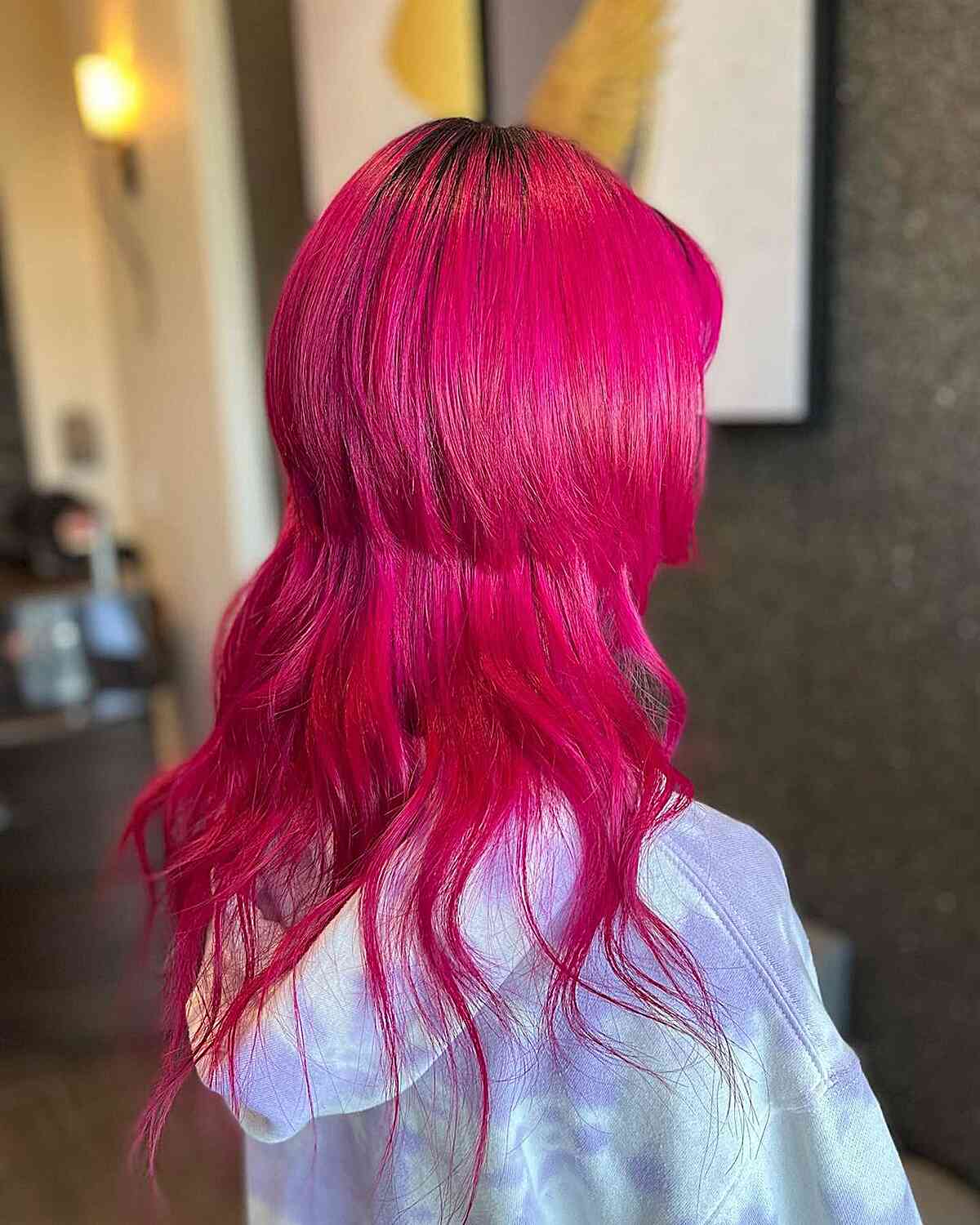 Medium Jellyfish Princess Cut on Hot Pink Hair