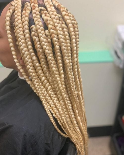 Jumbo Box Braids with Bright Blonde Color
