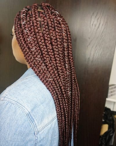 burgundy box braids