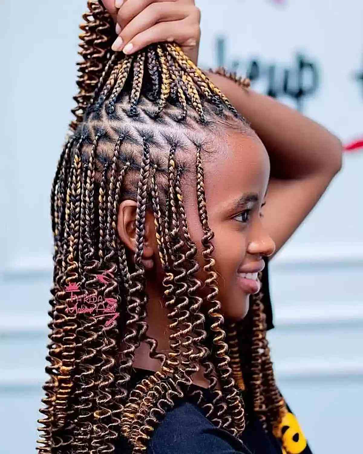 Knotless Braids with Diamond Partings for Little Black Girls