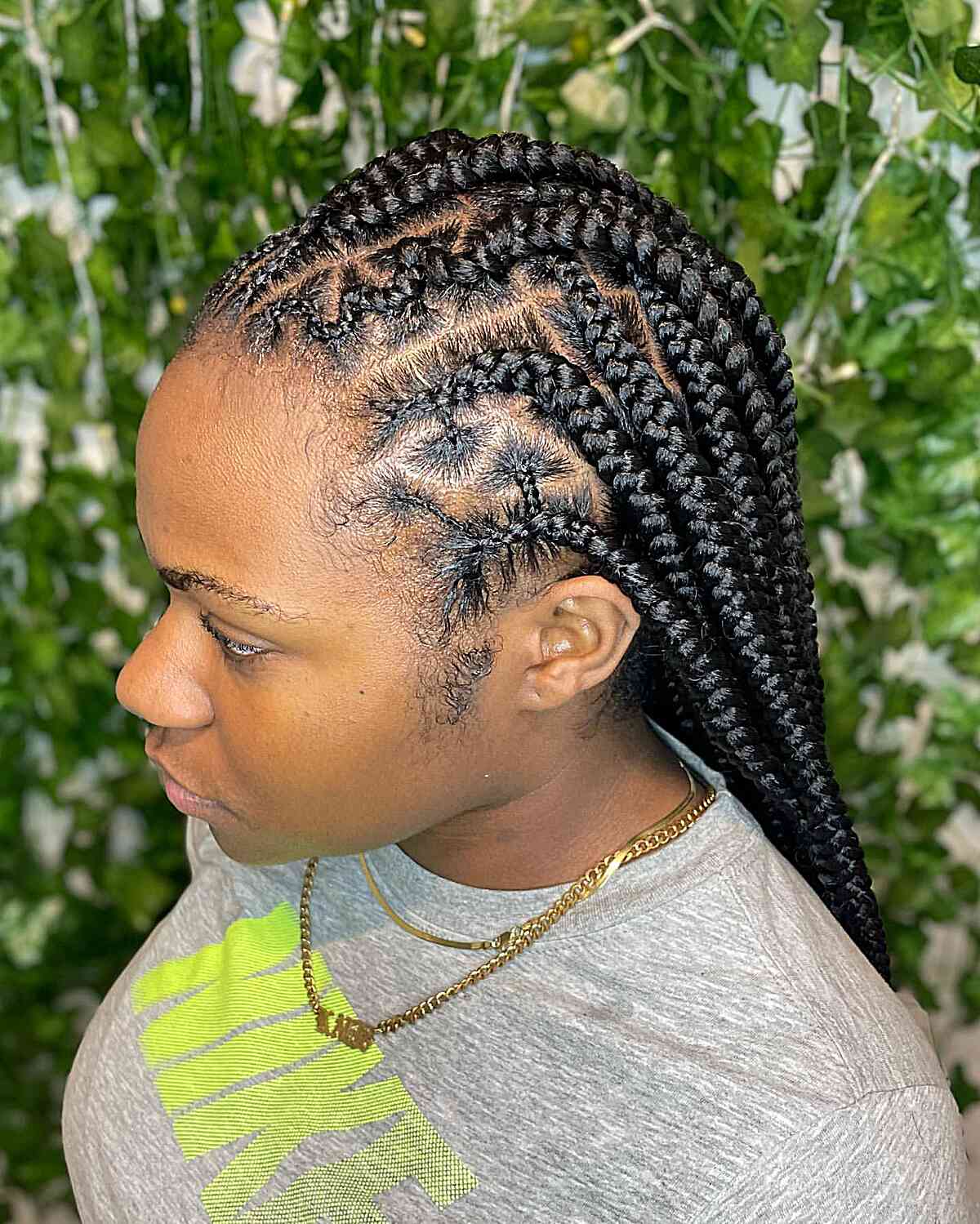 Knotless Stitch Braids with Square and Triangle Parts for Black Long Hair