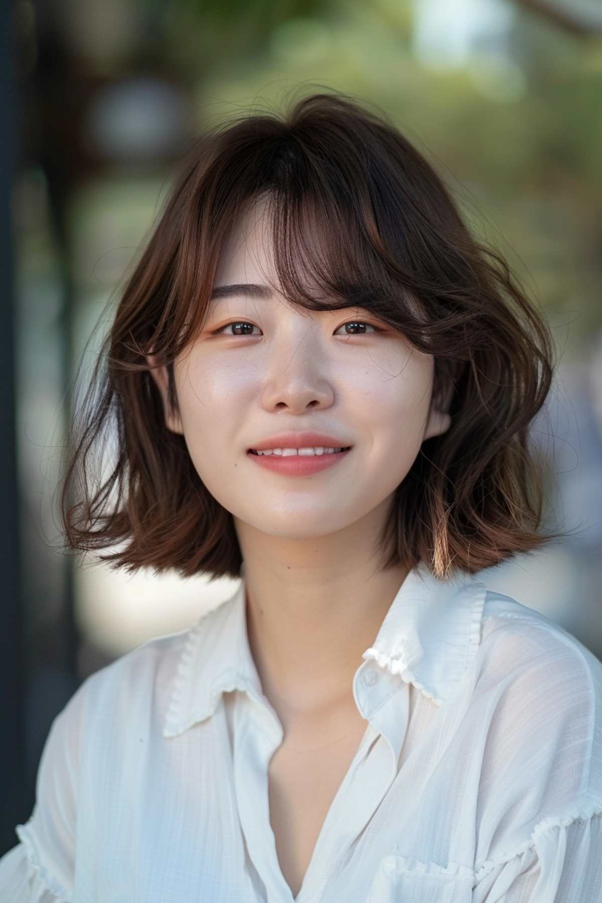 Korean tousled bob haircut for hot weather