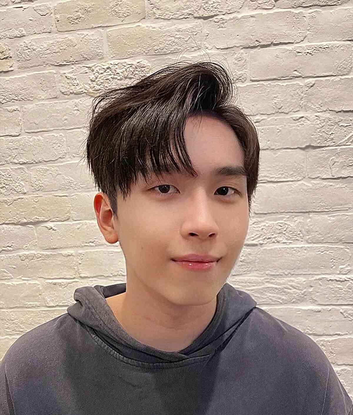 Kpop Side Part Style with Side Bangs for Young Men