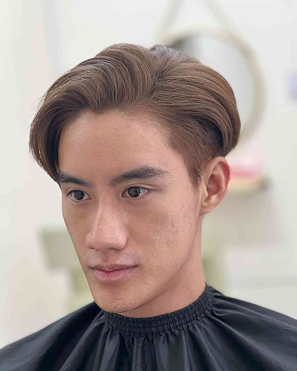 Kpop Side-Swept Comma Haircut for Men with Longer faces