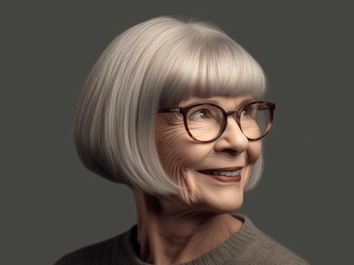 ladies hairstyles for over 70 with glasses