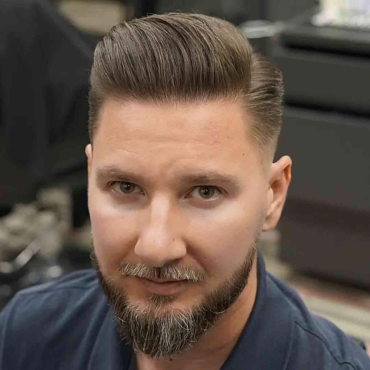Laid Back Combover Cut for Dudes with short hair and a beard