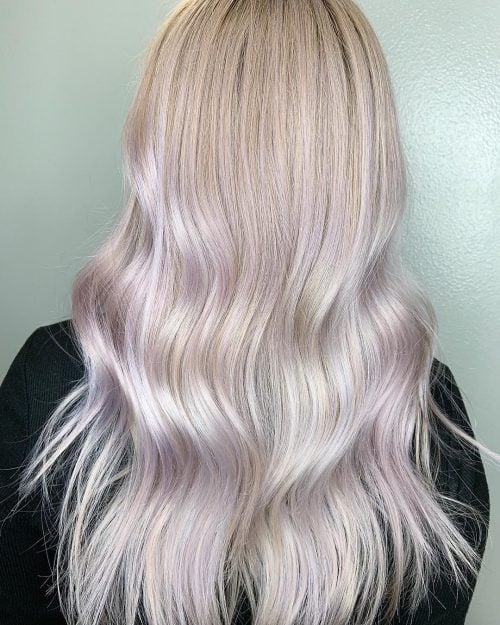 Alluring Lavender and Ice Blonde Hair Color
