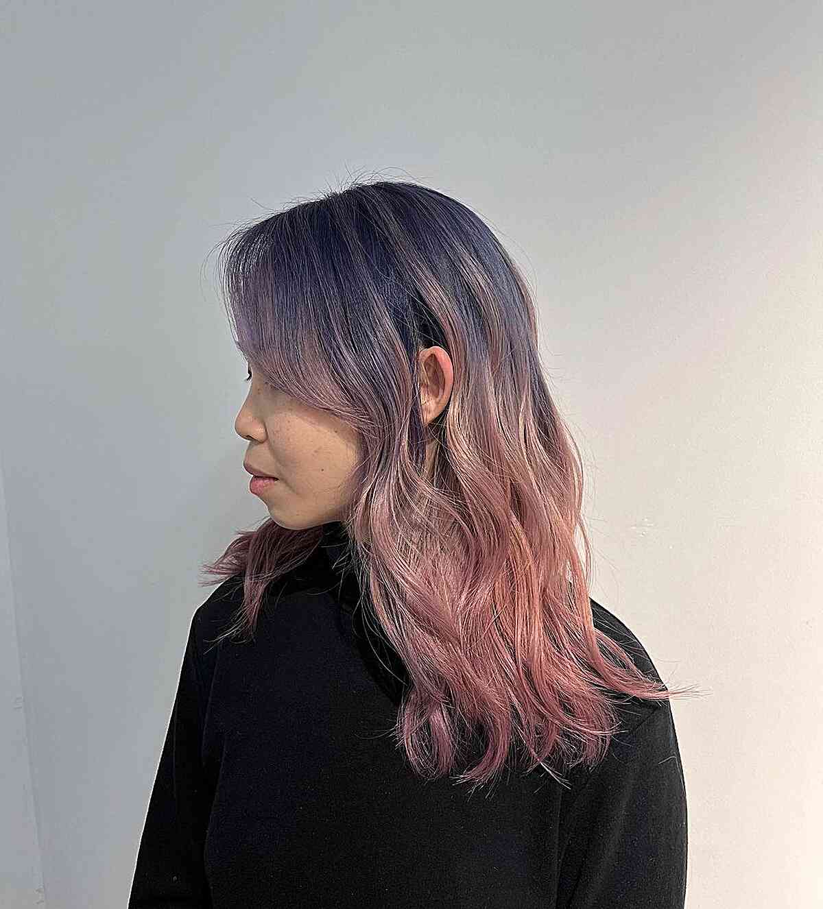 Picture of a rose gold ombre hair color