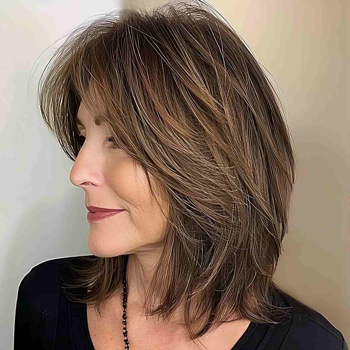 Layered and Textured Long Bob for Older Women