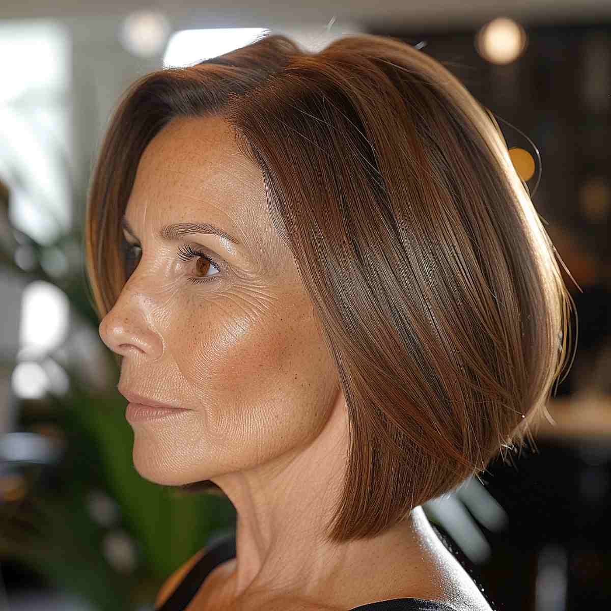Layered Angled Bob for 60-year-old women