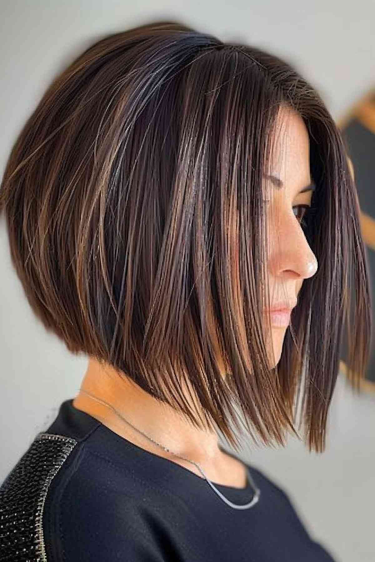 Layered Angled Bob Hairstyle with Subtle Undercut