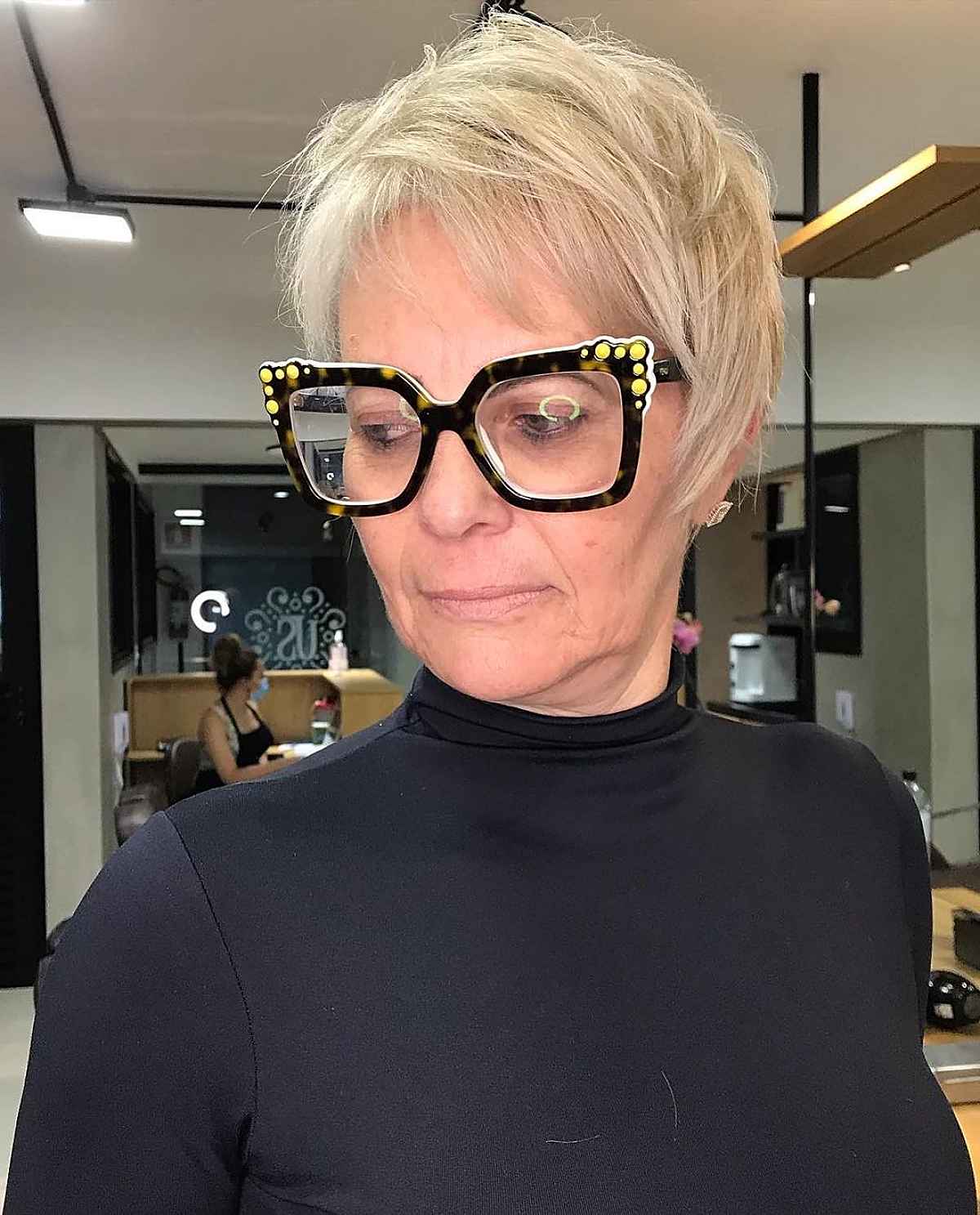 Layered Bixie for Older Ladies with Glasses
