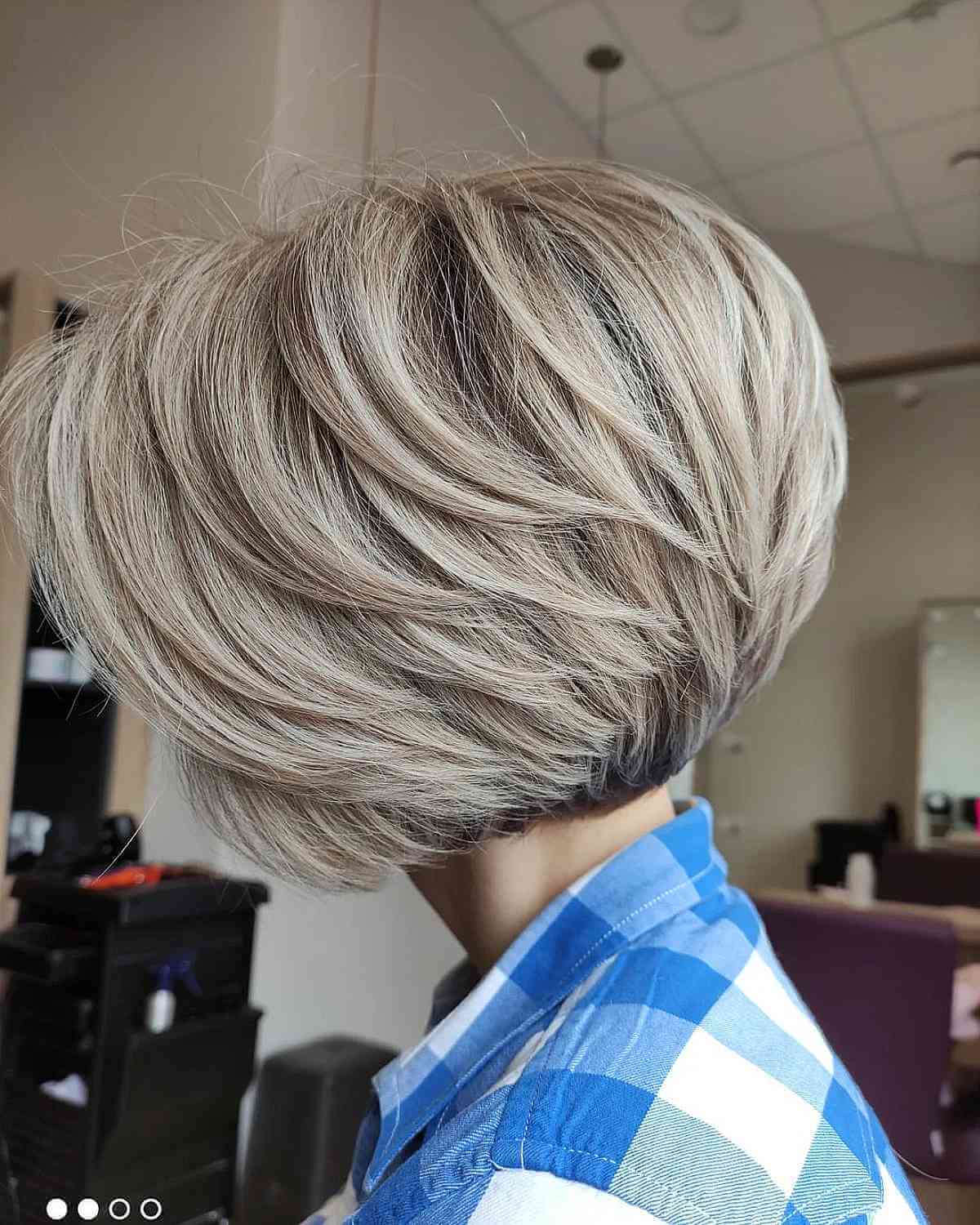 Layered Blonde Pixie Bob with Dark Roots