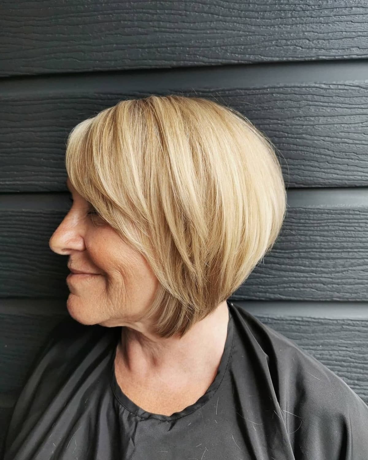 Layered Bob for Ladies Over 60 with Thick Hair