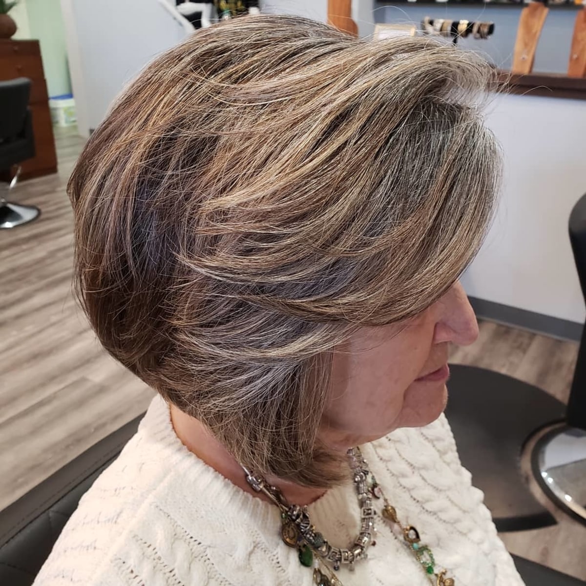 Layered bob haircut for women 50 plus