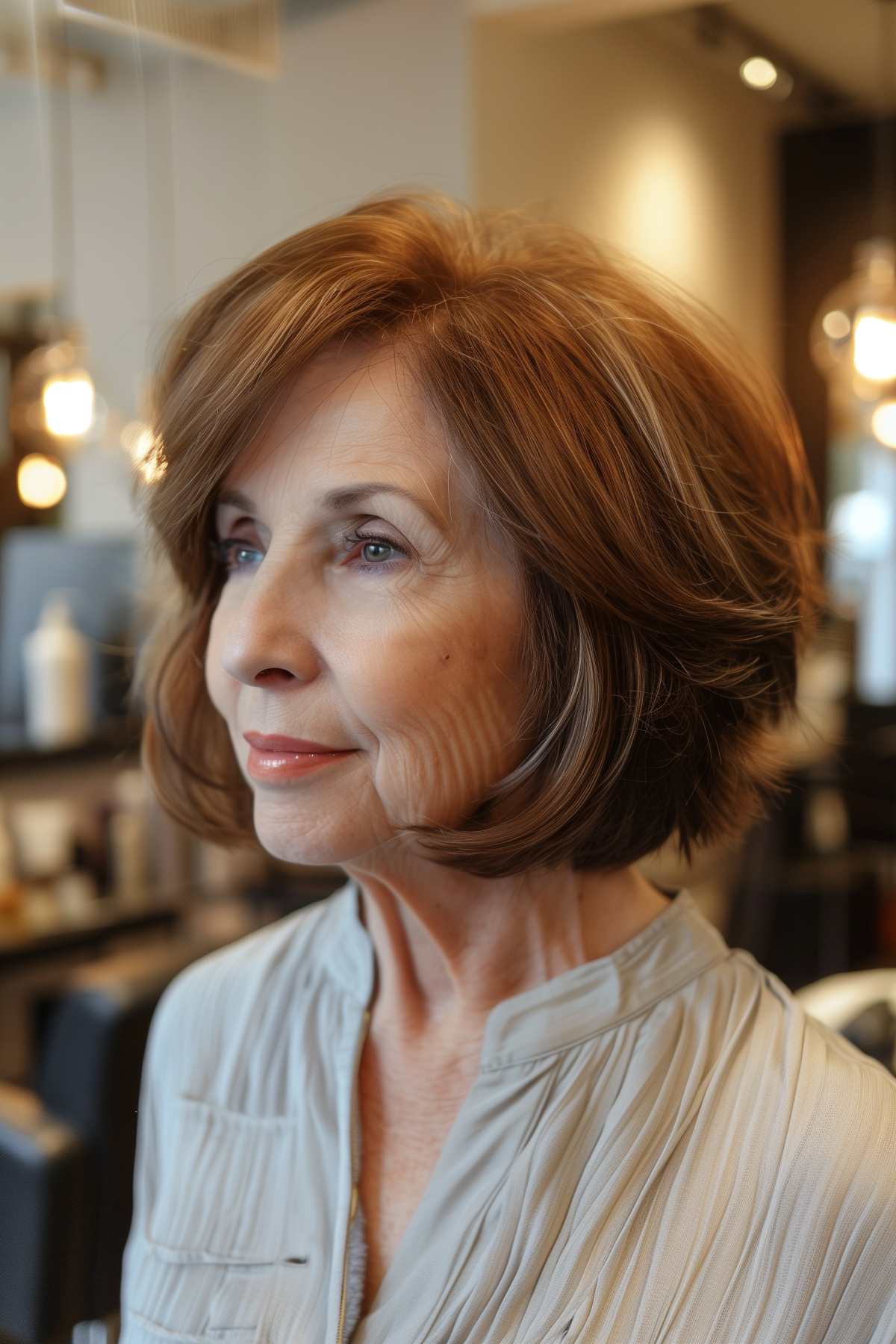 Layered bob for thick hair over 60