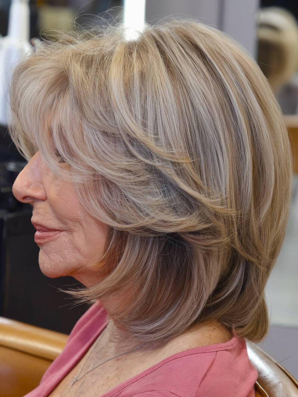 Soft layered bob with feathered edges, adding volume and a light, airy effect