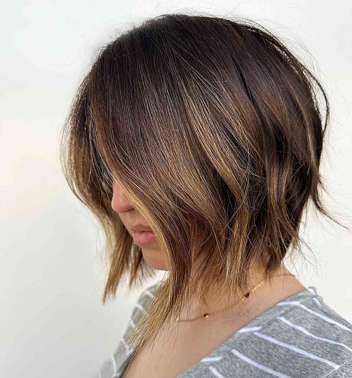 Layered Bob with Internal Texture for Fine Hair and for ladies with a short, above-the-shoulder cut