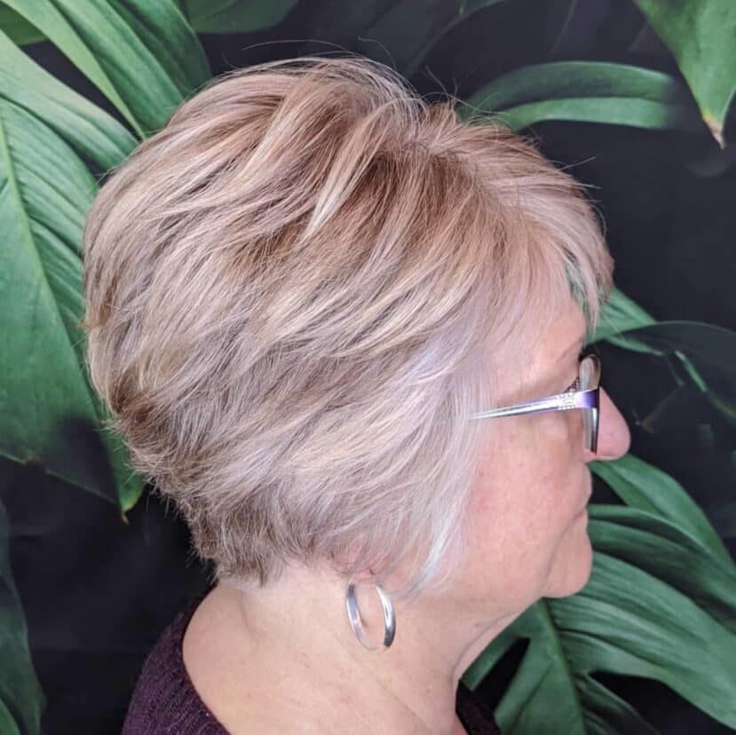 Layered Crop For Fine Haired Seniors Over 60 With Glasses 829x828 