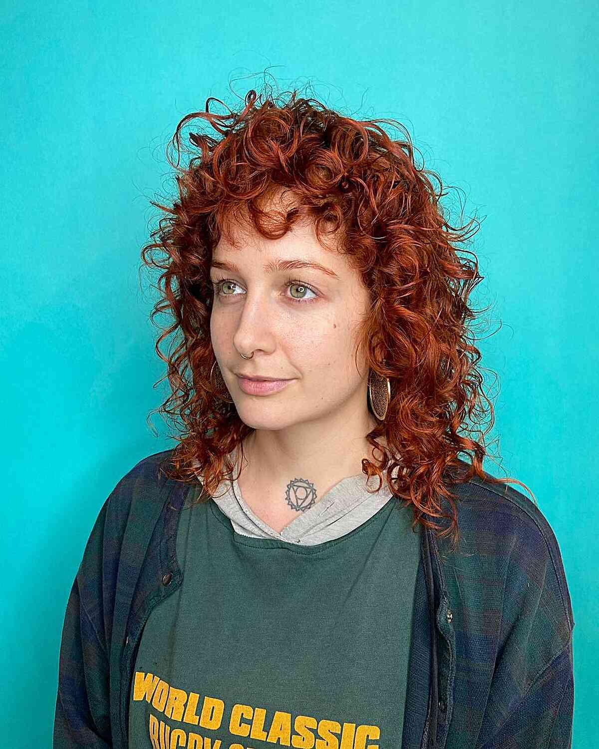 Layered Curls for Short Medium-Length Cut
