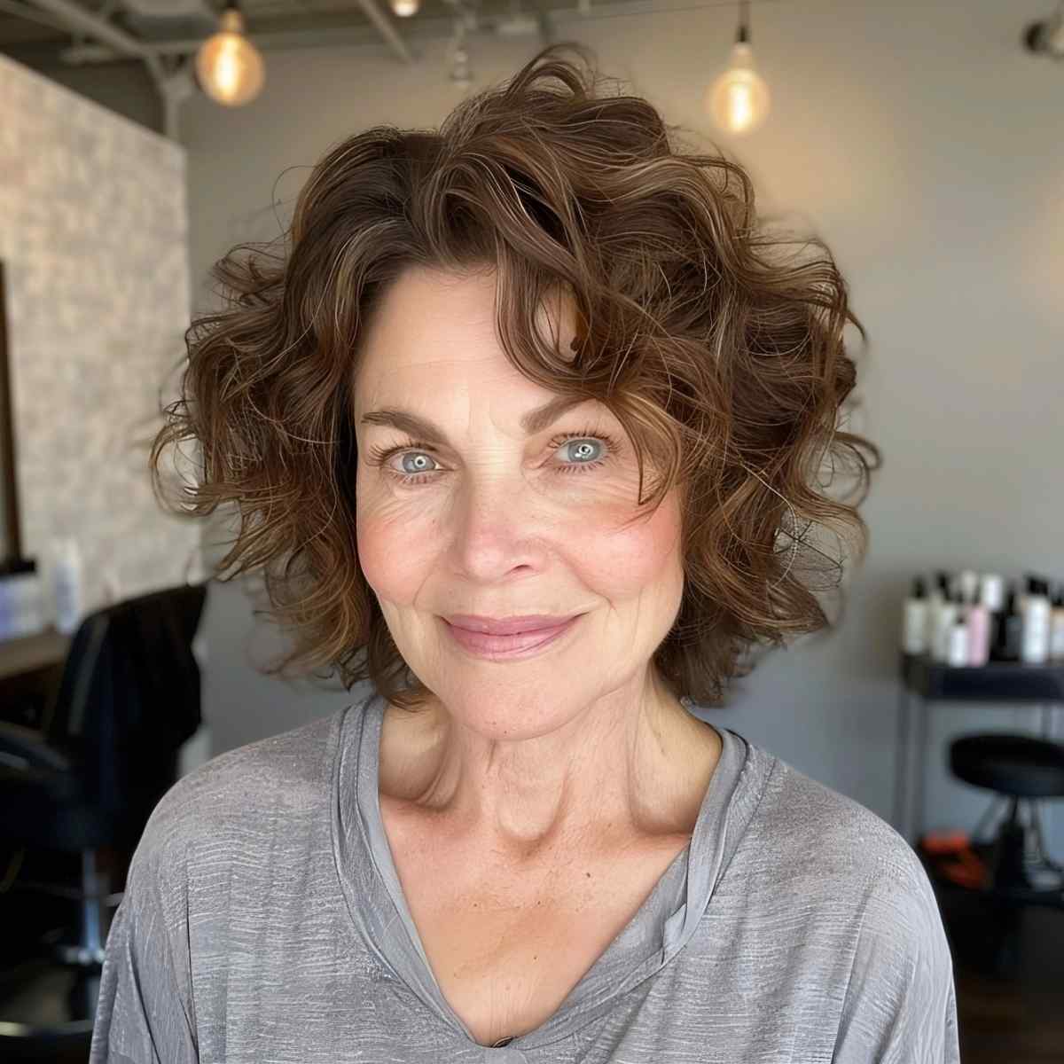 Layered curls for women over 60
