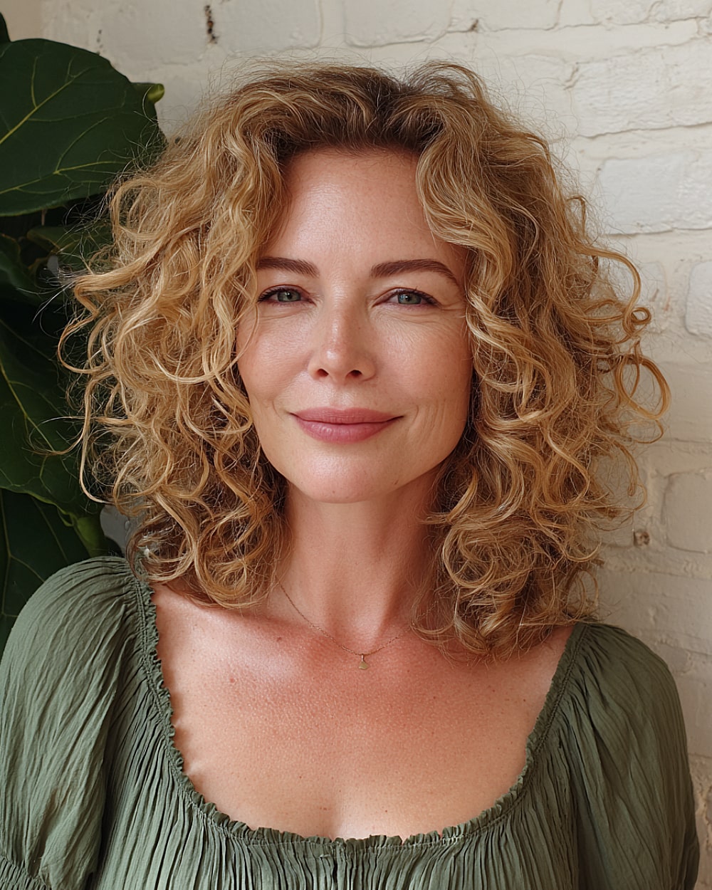 Layered curly lob with natural bounce and defined curls