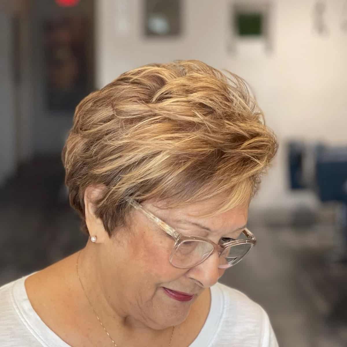 Layered Cut for 60 year old with Natural Grey Hair