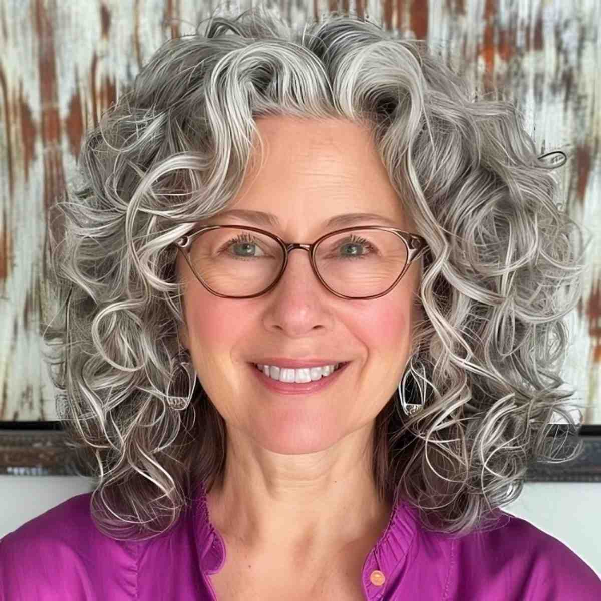Layered hair with curls for women over 50