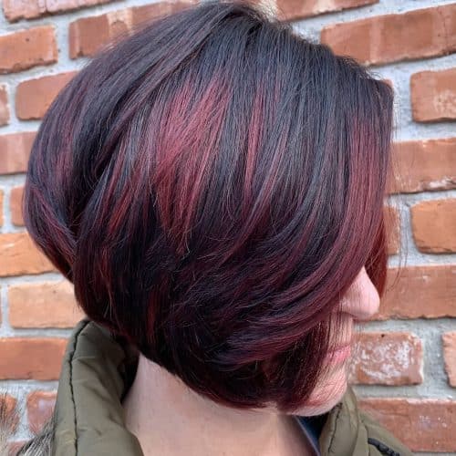 Layered Short Hair with Red Highlights