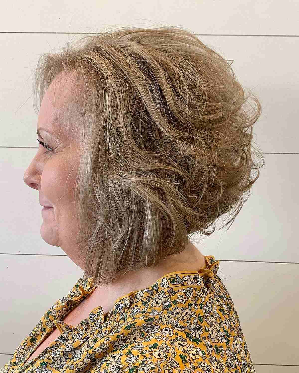 Layered Long Bob for Older Women with Thinner Hair