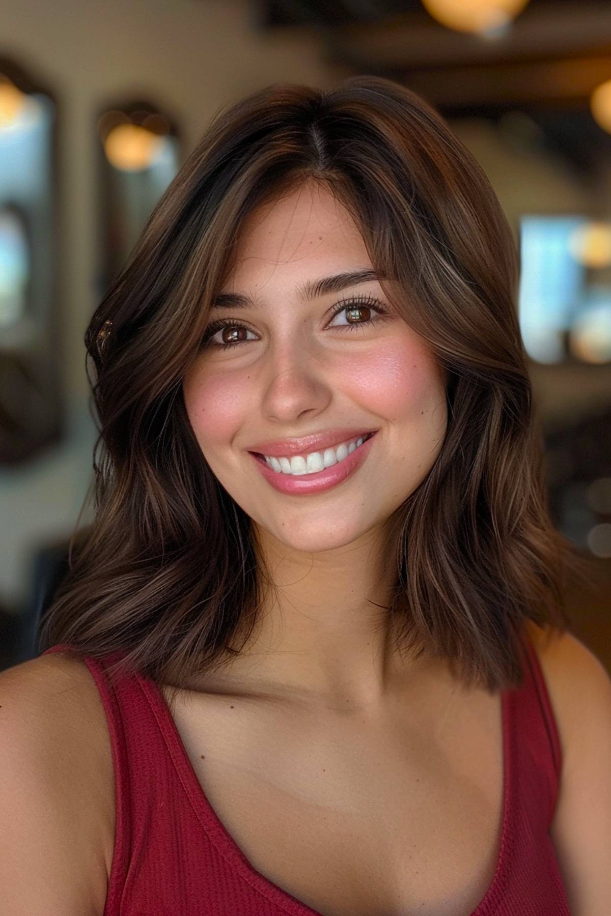 Layered long bob haircut for fine hair