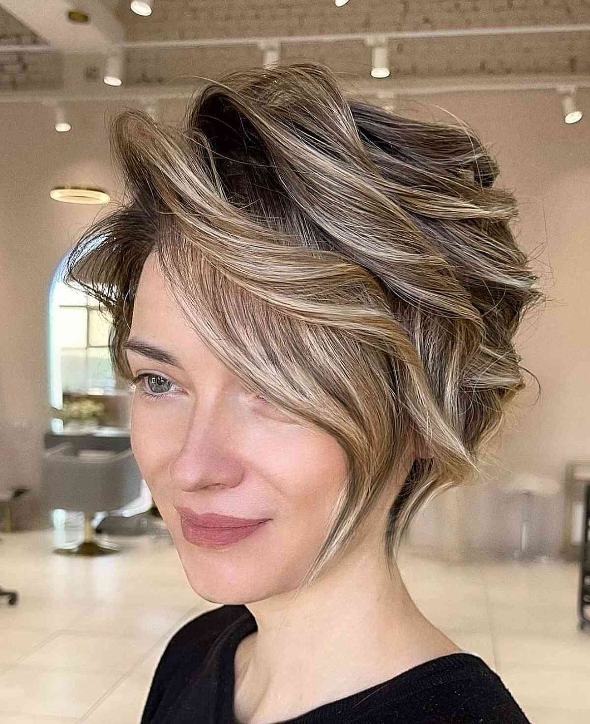 Layered Long Pixie with Hand-Painted Balayage