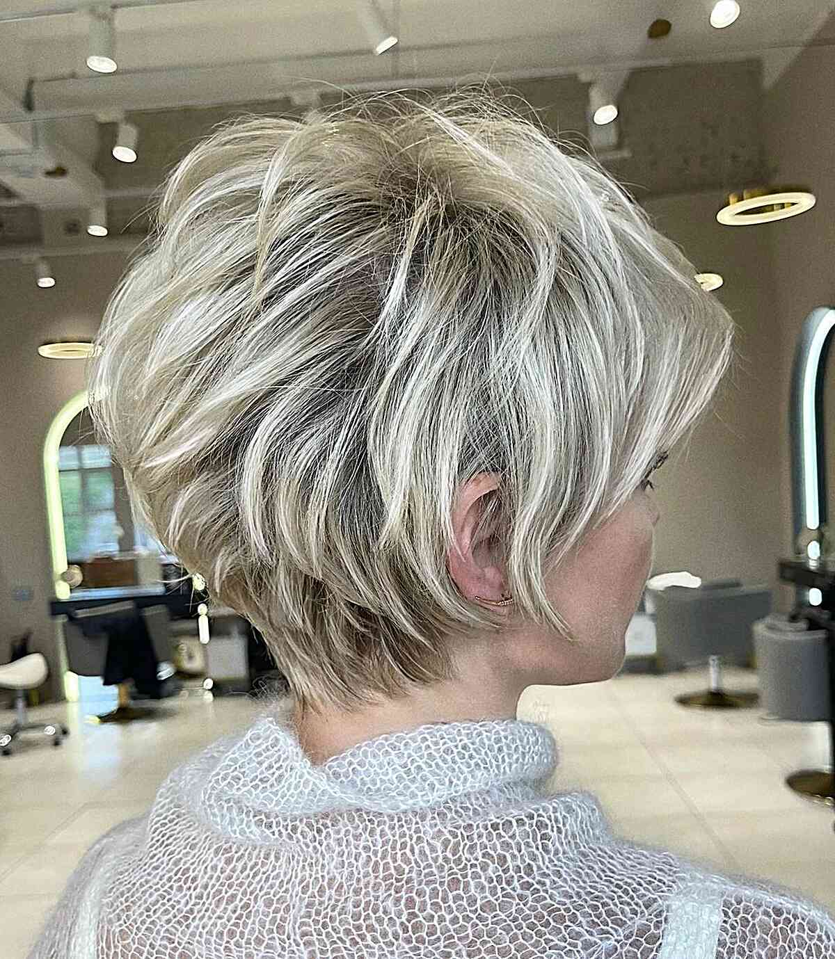 Layered Long Pixie with Platinum Highlights